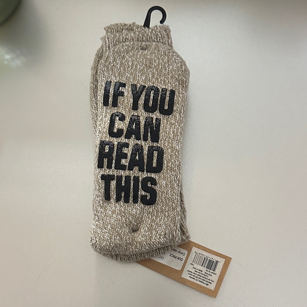 Mix No. 6 Tan Socks with Bold Text